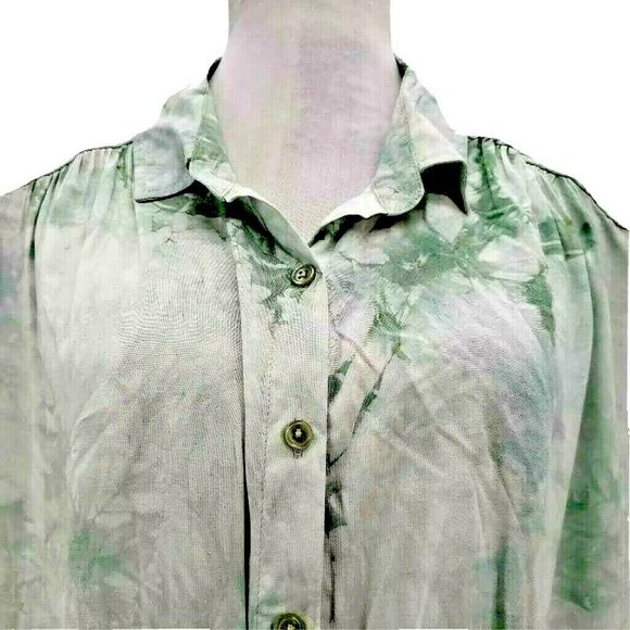 NWT ULTRA FLIRT SEA GREEN TIE DYE BUTTON BLOUSE XL - Picture 6 of 11
